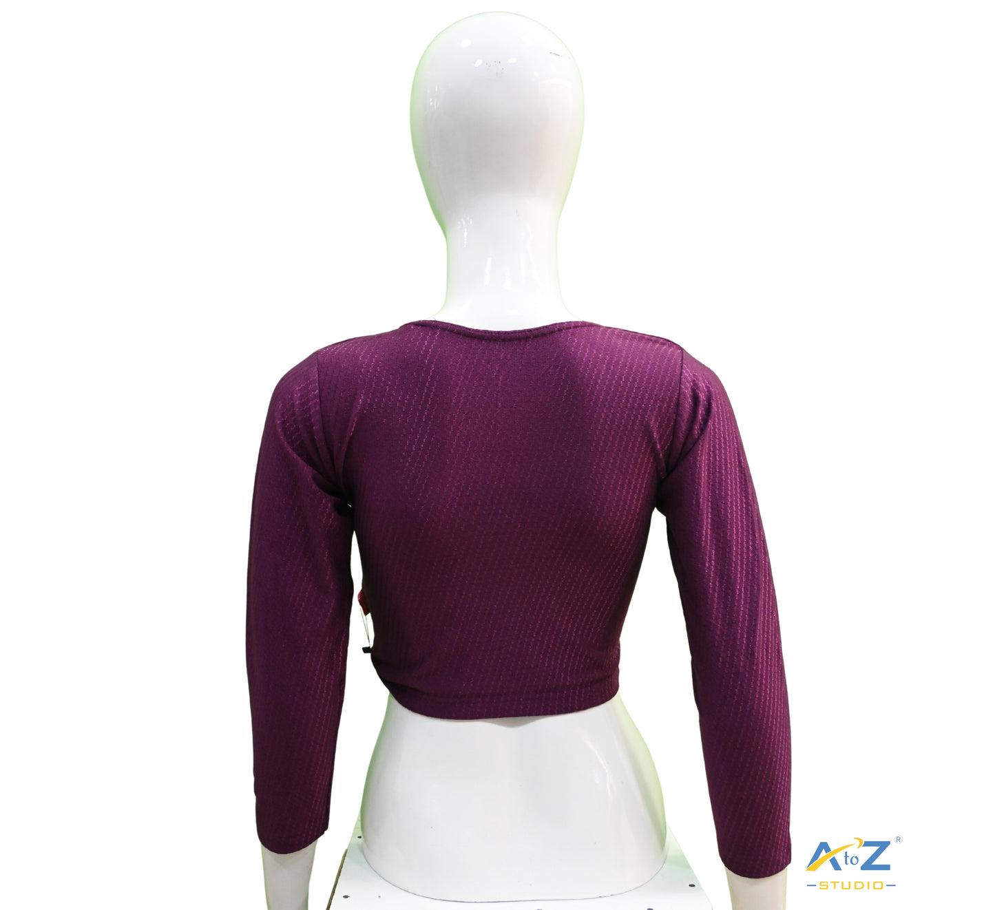Purple Cotton Lycra Blouse with Shiny Cross Lines