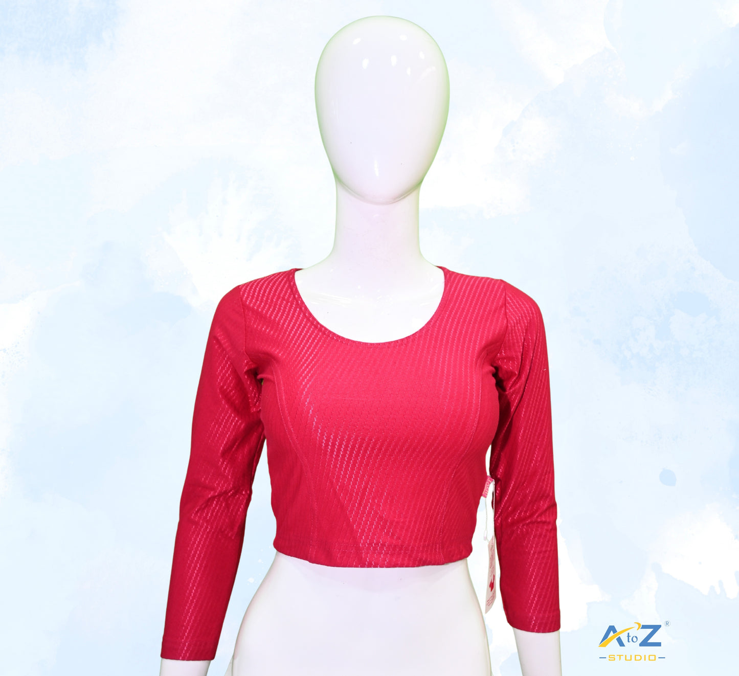 Rani Cotton Lycra Blouse with Shiny Cross Lines