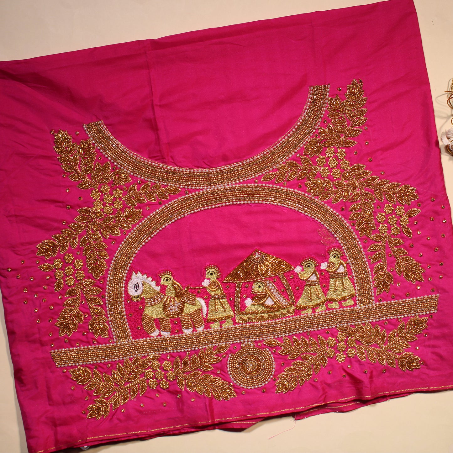 Rani Pink Royal Baraat Handwork Silk Blouse