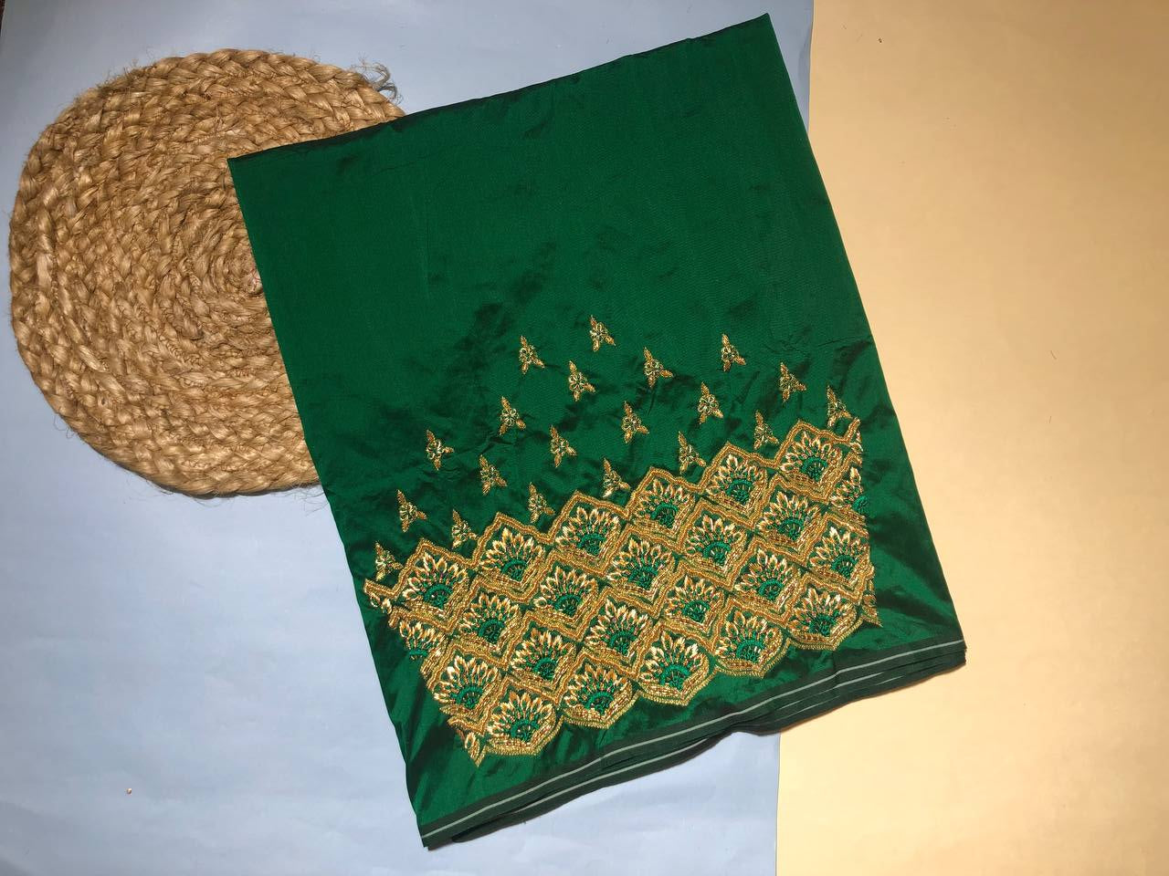 Emerald Green Floral Lattice Fabric