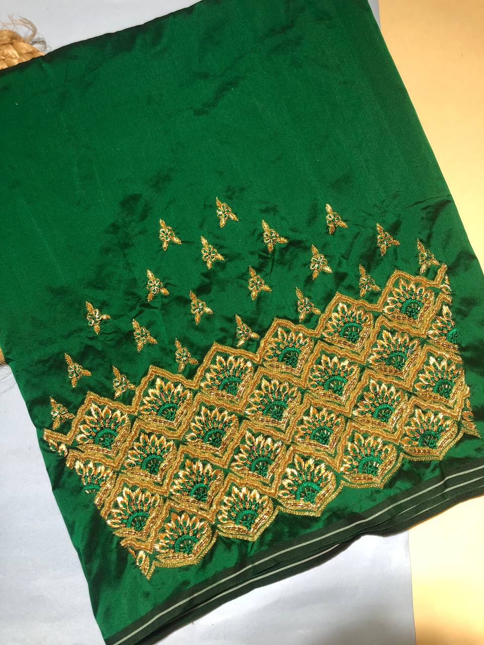 Emerald Green Floral Lattice Fabric