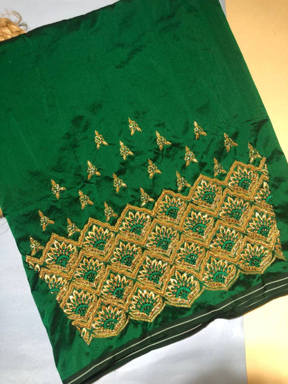 Emerald Green Floral Lattice Fabric