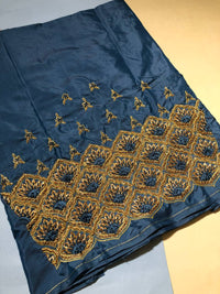 Prussian Blue Royal Motif Fabric