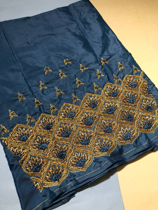 Prussian Blue Royal Motif Fabric