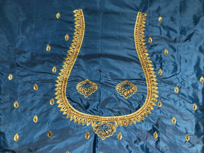 Prussian Blue Royal Motif Fabric