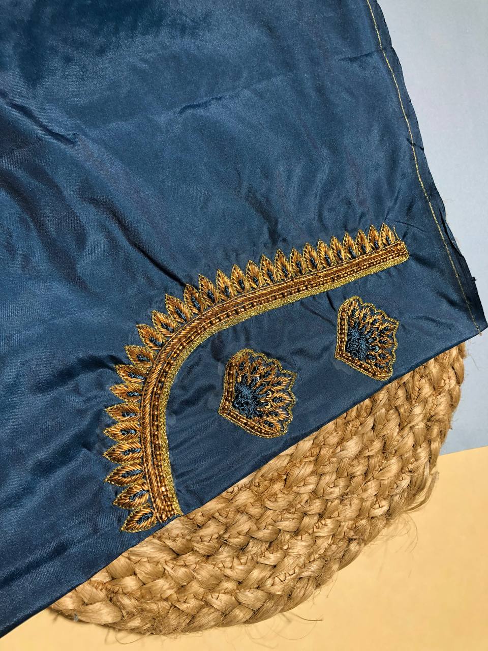 Prussian Blue Royal Motif Fabric