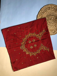 The Gilded Maroon Majesty: Heavily Beadwork Silk Blouse