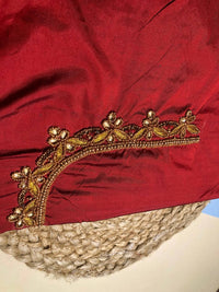 The Gilded Maroon Majesty: Heavily Beadwork Silk Blouse
