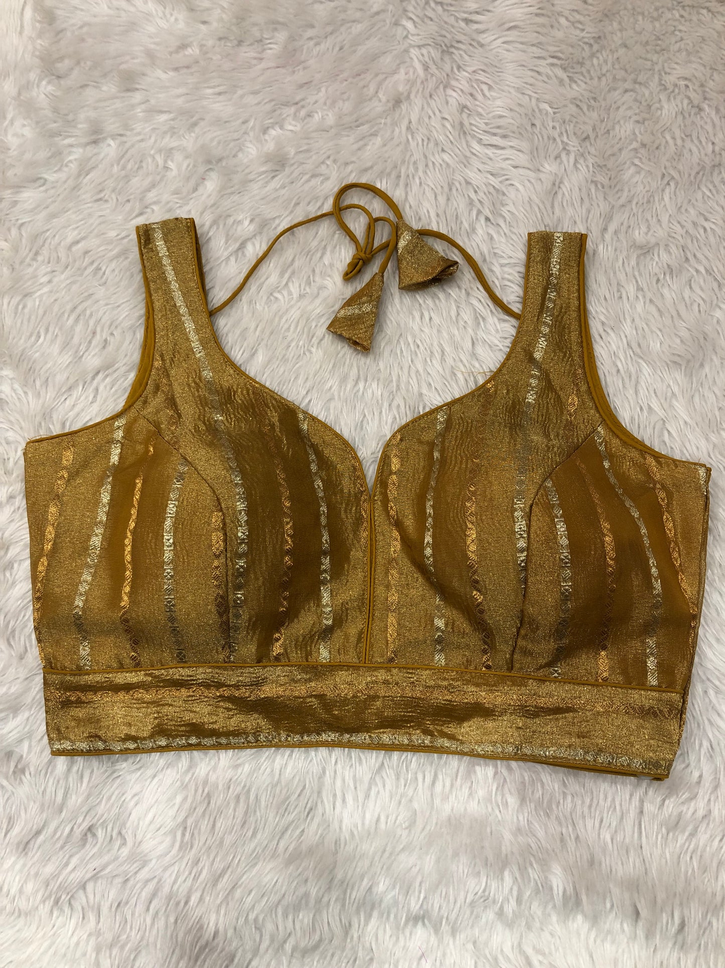 Mustard Metallic Shimmer Bustier Top