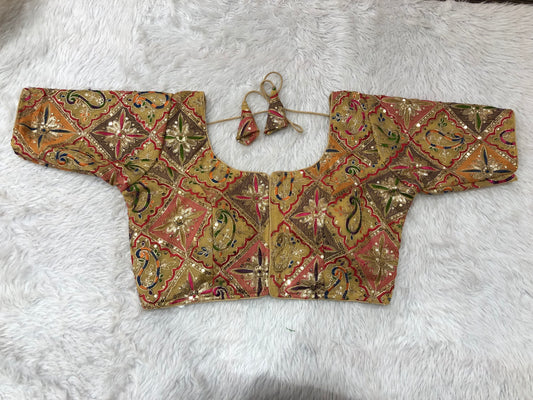 Multicolor Threadwork & Sequin Patchwork Blouse