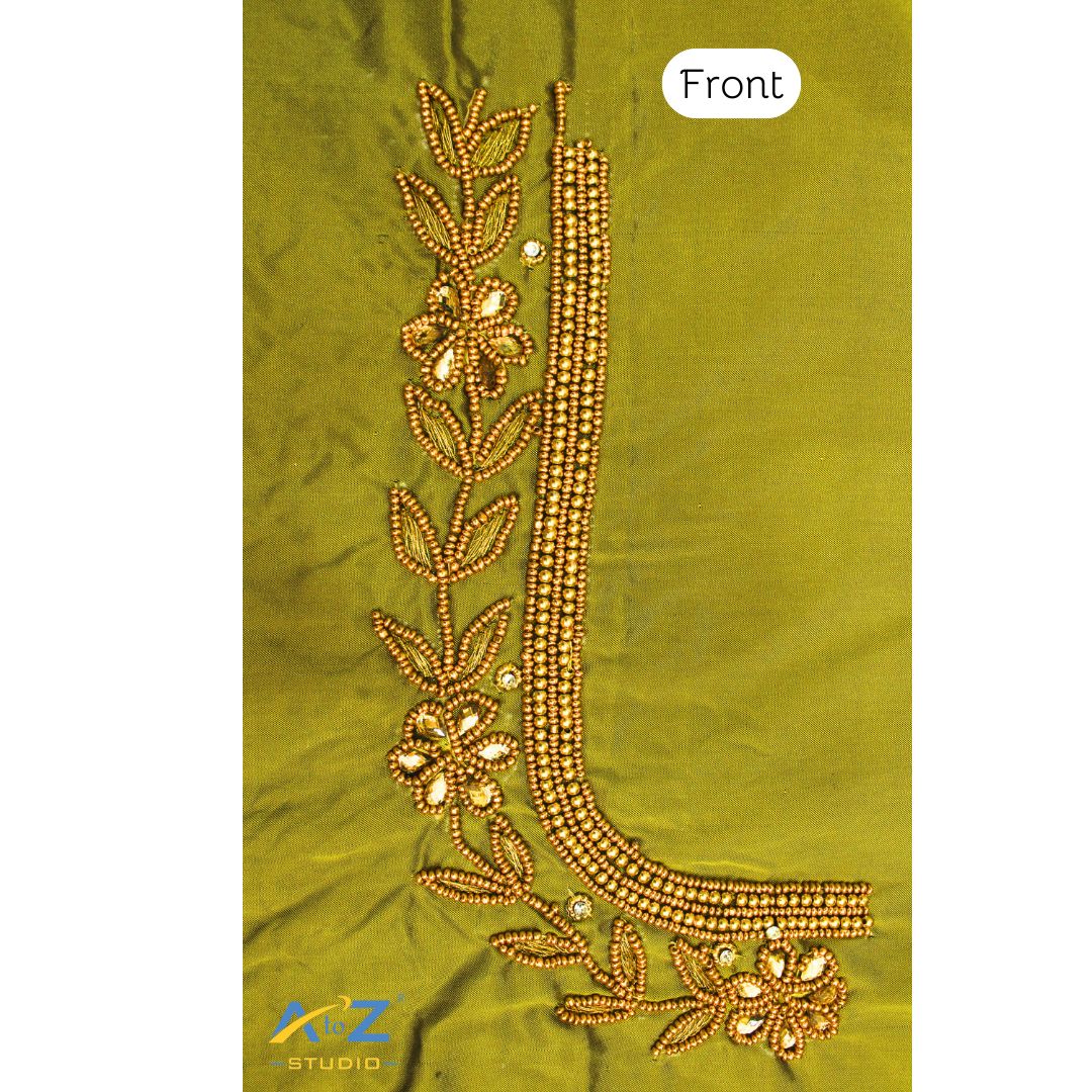 Dark Pear Silk Blouse Piece With Aari Work