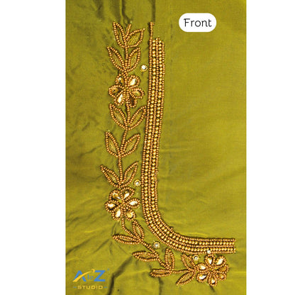 Dark Pear Silk Blouse Piece With Aari Work