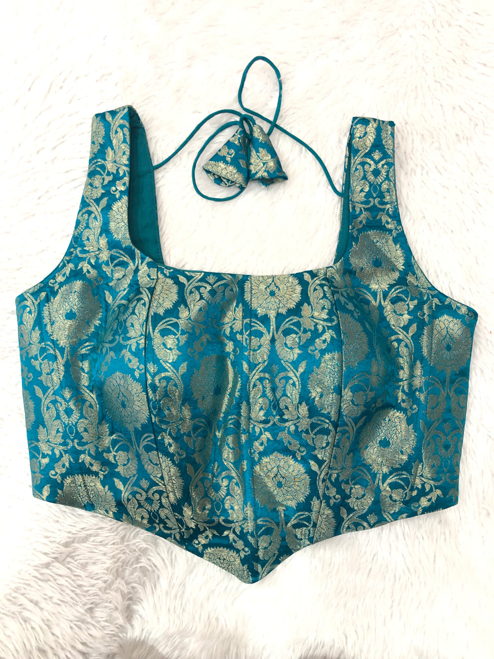 Rama Jacquard Crop Blouse with Dori Details