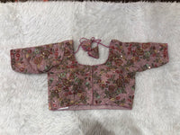 Baby Pink Floral Dori Back Designer Blouse