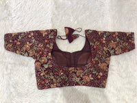 Wine Botanical Zardozi Blouse