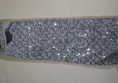Silver Nude Hand-Embroidered Blouse with Delicate Sequin Borders