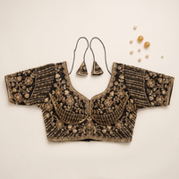 Black Hand-Embroidered Zardozi & Sequin Bridal Blouse