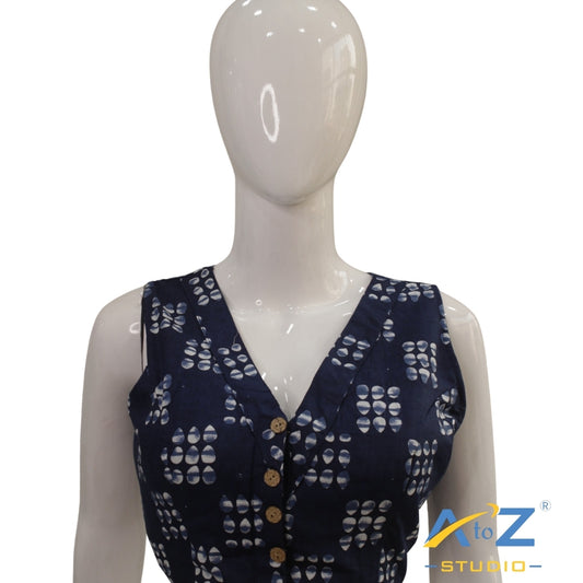 Navy blue Raindrop Cotton Blouse