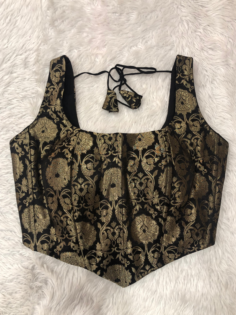 Black Banarasi Sleeveless Blouse