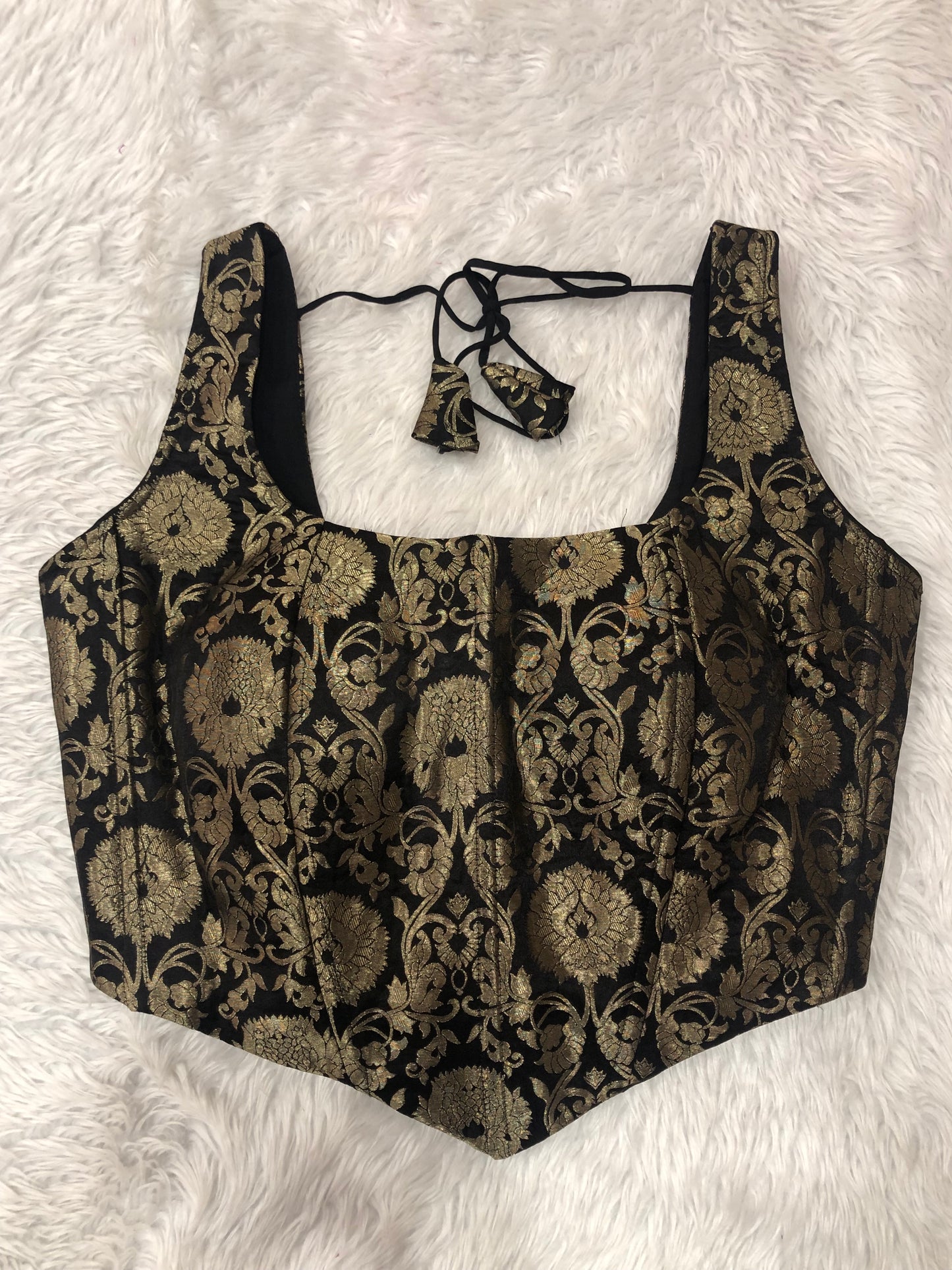 Black Banarasi Sleeveless Blouse