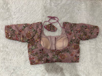 Baby Pink Floral Dori Back Designer Blouse