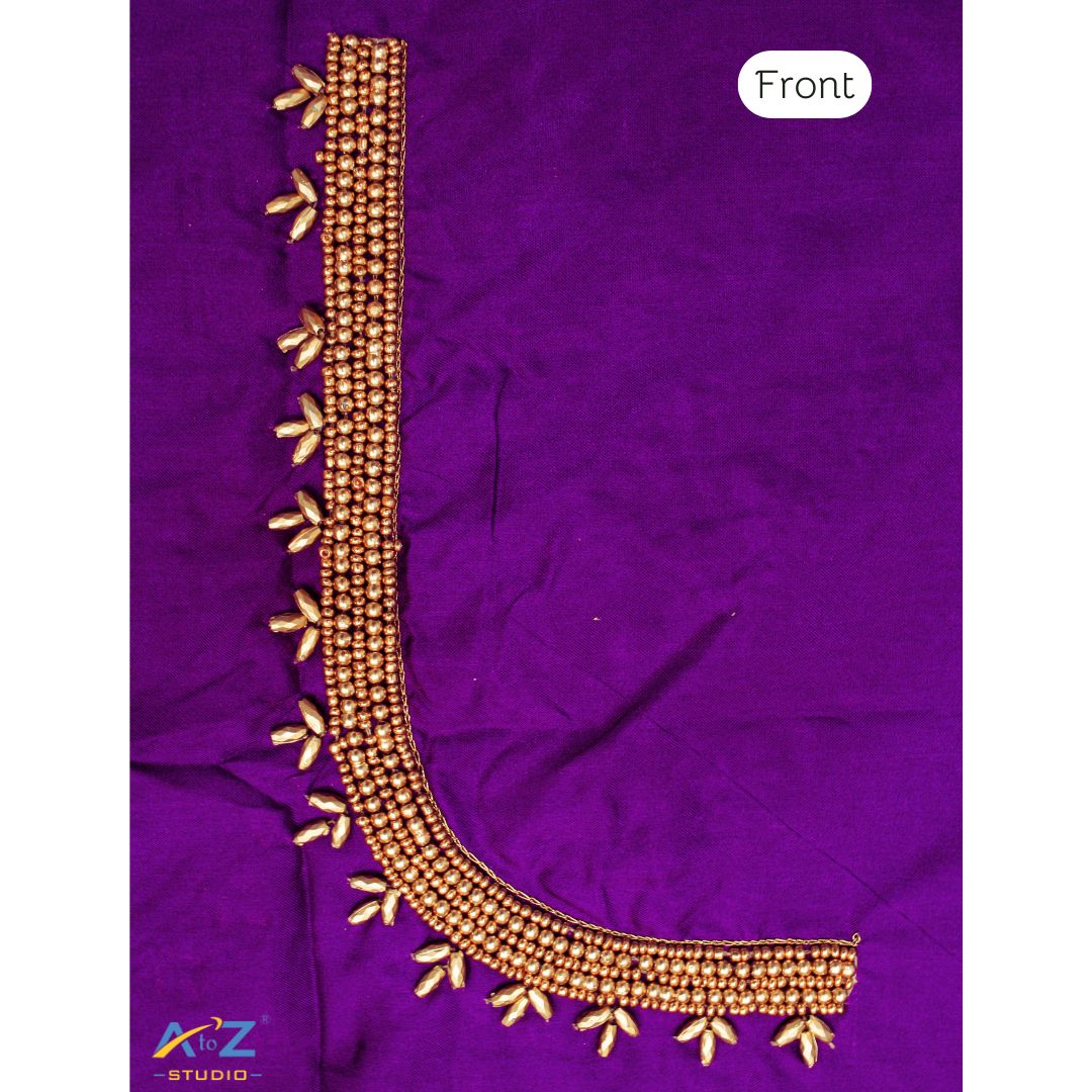 Violet Silk Blouse Piece With Aari Work