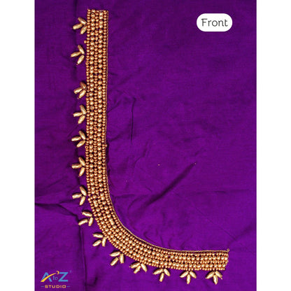 Violet Silk Blouse Piece With Aari Work