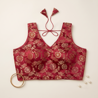 Rani Floral Jacquard Brocade Saree Blouse