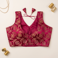 Rani Floral Jacquard Brocade Saree Blouse
