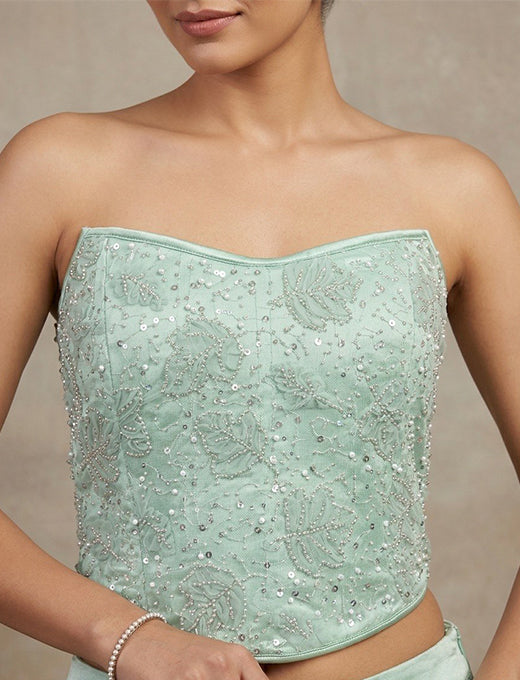 Green Floral Embroidered Designer Blouse 💜✨