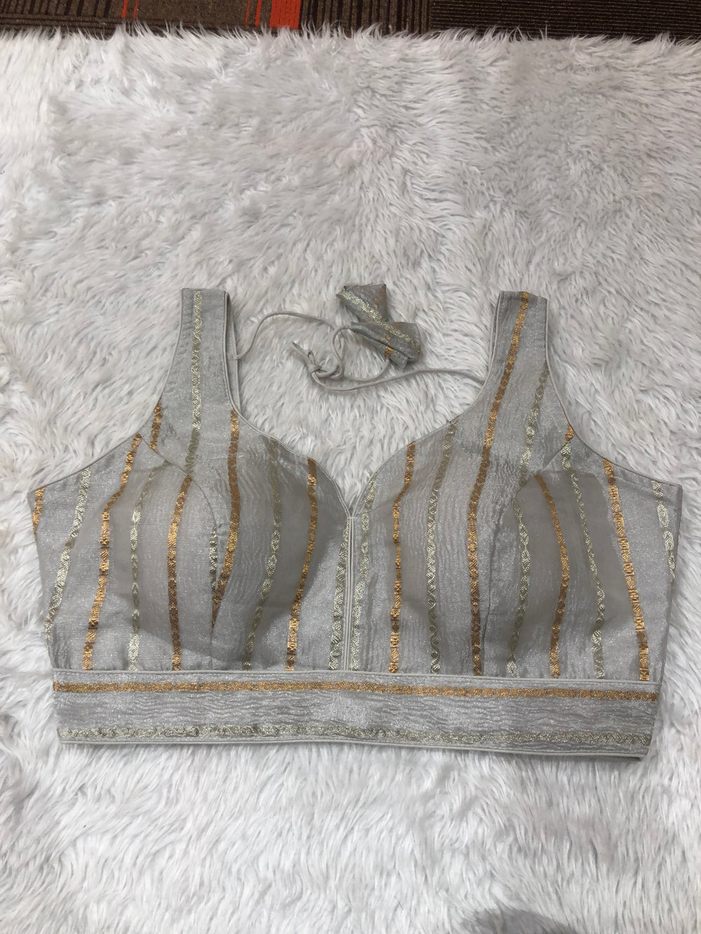 Grey Metallic Shimmer Bustier Top