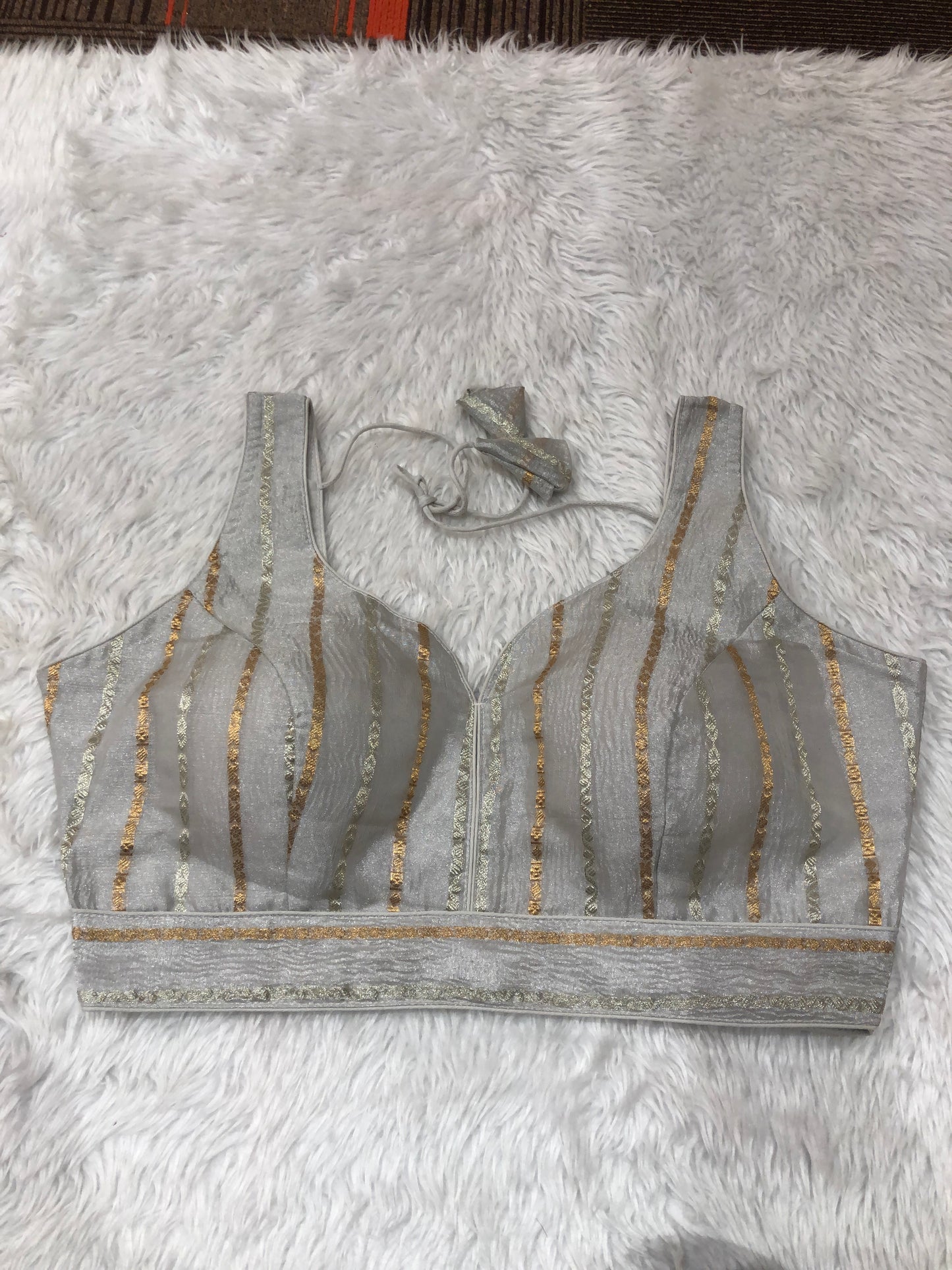 Grey Metallic Shimmer Bustier Top