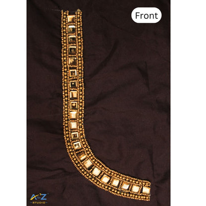 Dark Brown Silk Blouse Piece With Magam Work