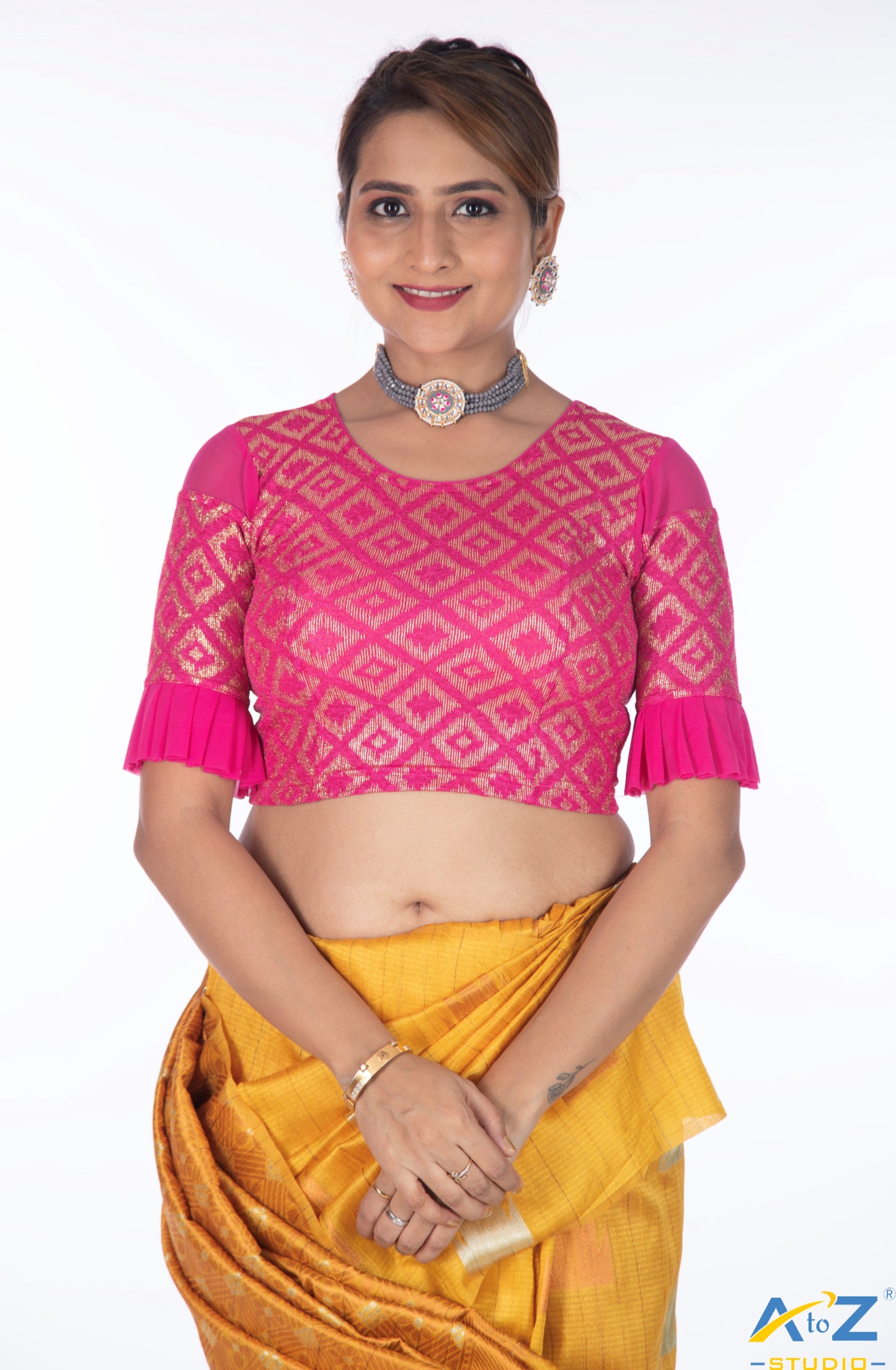 Rani Zarjet Blouse with Golden Diamond Print