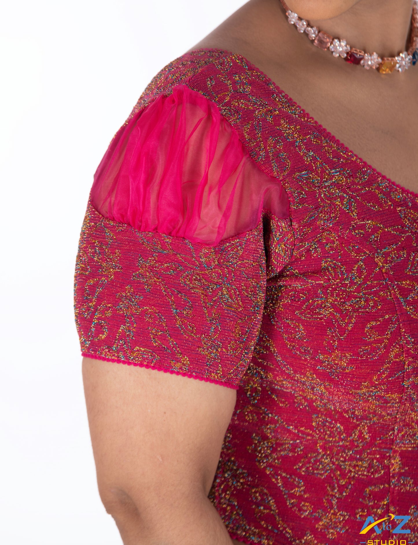 Rani  Metallic Lycra Metallic Jacquard Blouse