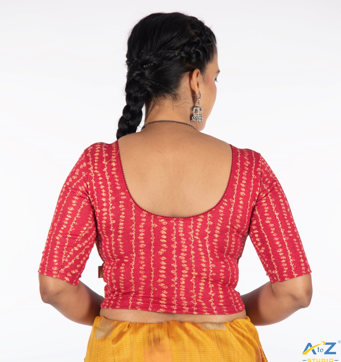 Magenta Cotton Lycra Bandhni Print Blouse