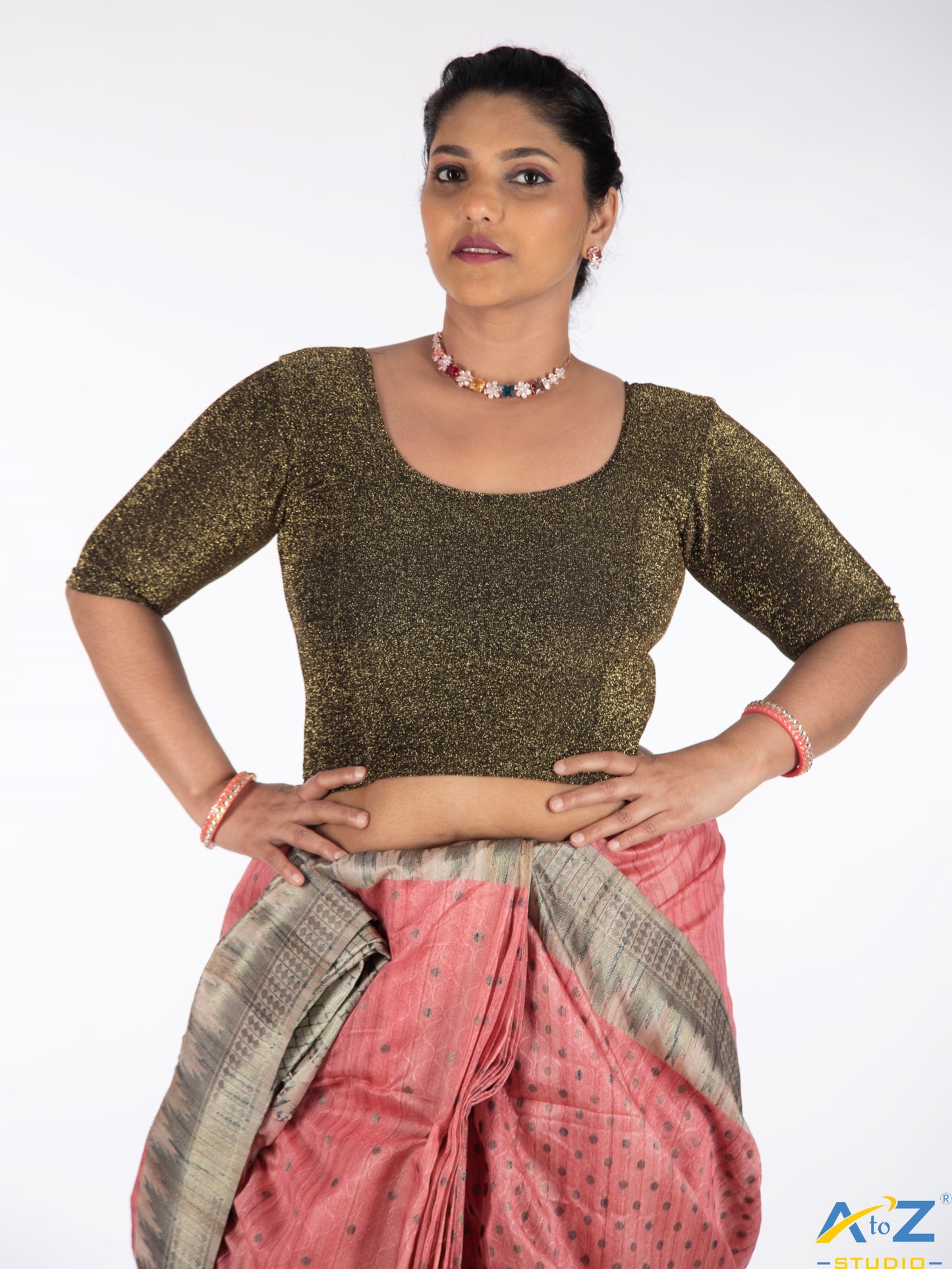 Mustard Gold Metallic Lycra Shiny Elbow Sleeves