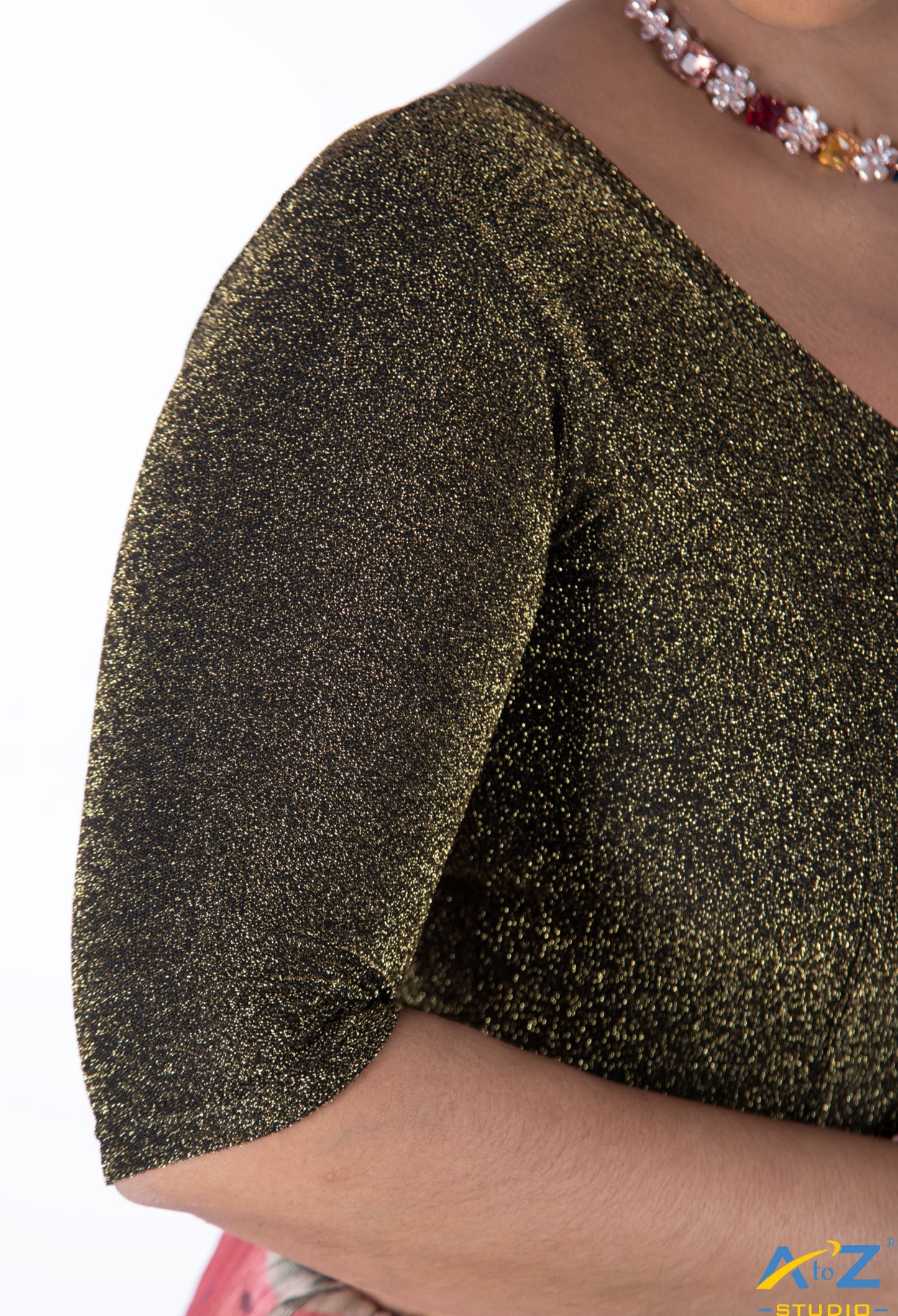 Mustard Gold Metallic Lycra Shiny Elbow Sleeves