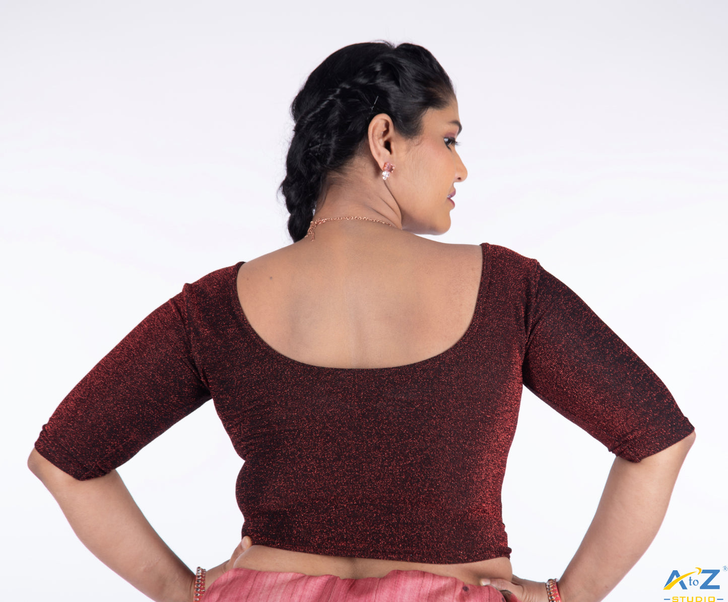 Maroon  Metallic Lycra Shiny Elbow Sleeves