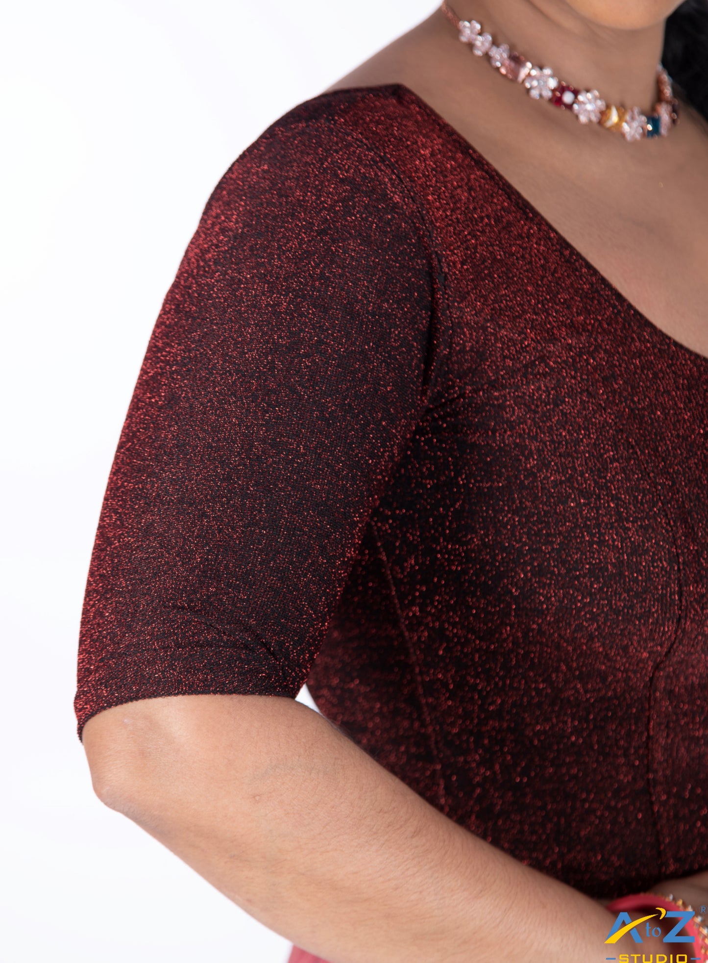 Maroon  Metallic Lycra Shiny Elbow Sleeves