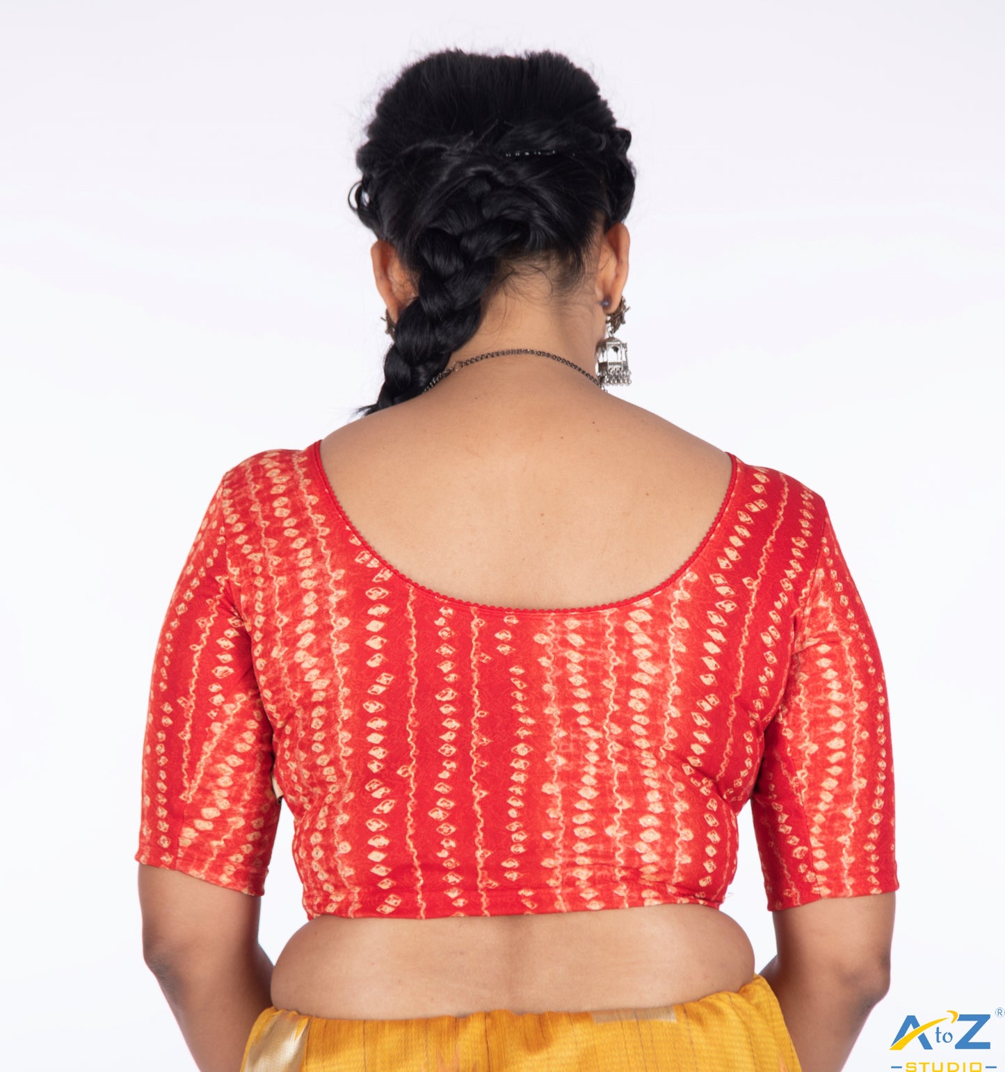 Red Cotton Lycra Bandhni Print Blouse