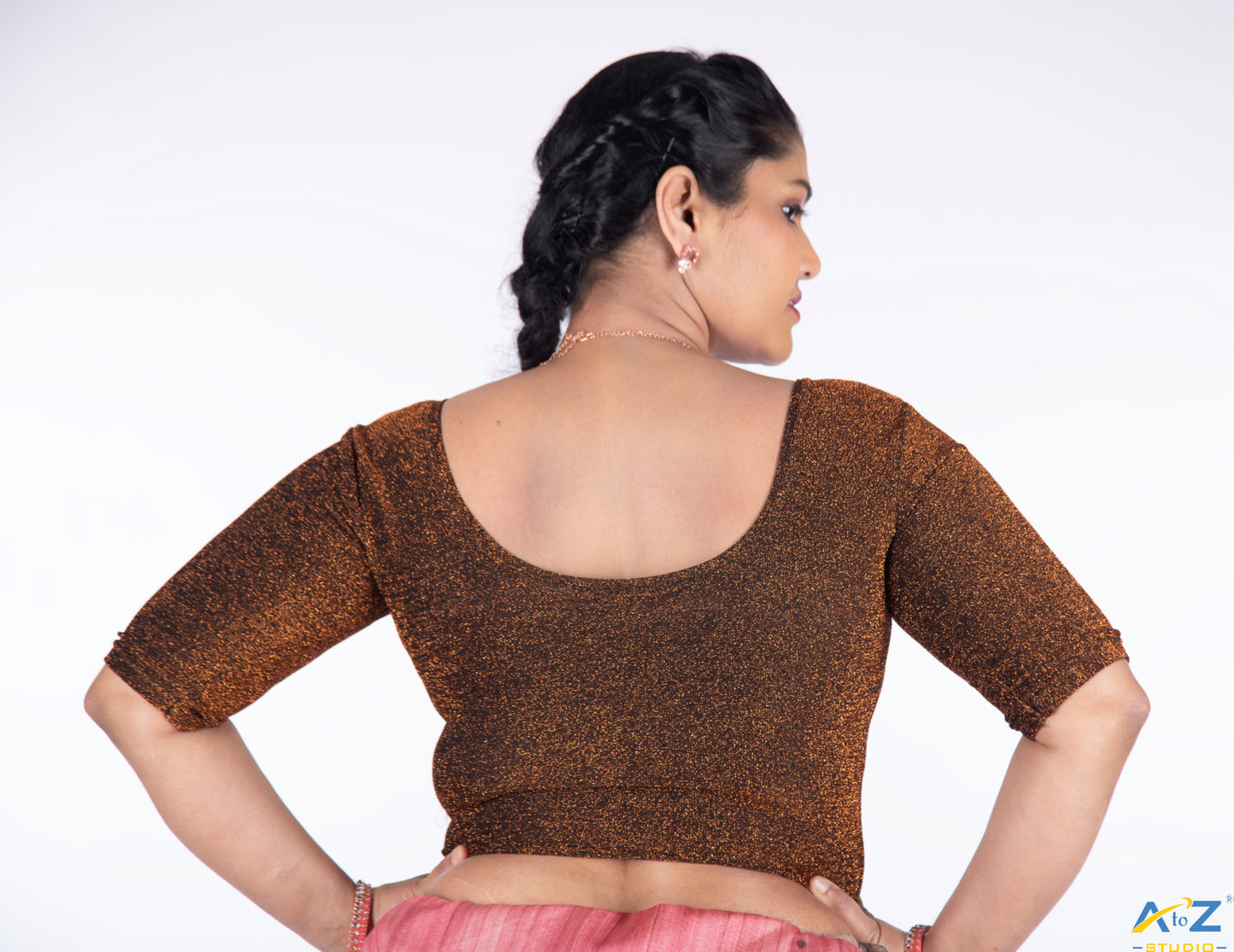 Copper  Metallic Lycra Shiny Elbow Sleeves