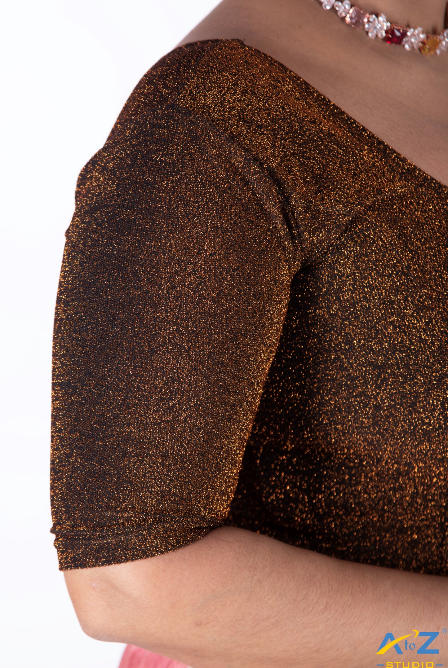 Copper  Metallic Lycra Shiny Elbow Sleeves