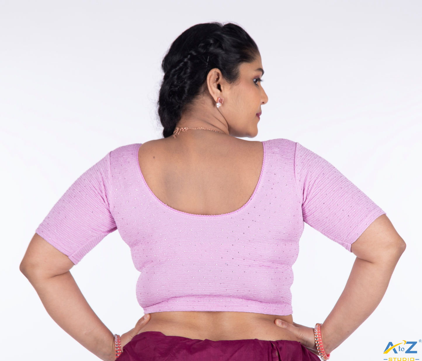 Lilac  Crush Fabric Tissue Stone Work Blouse