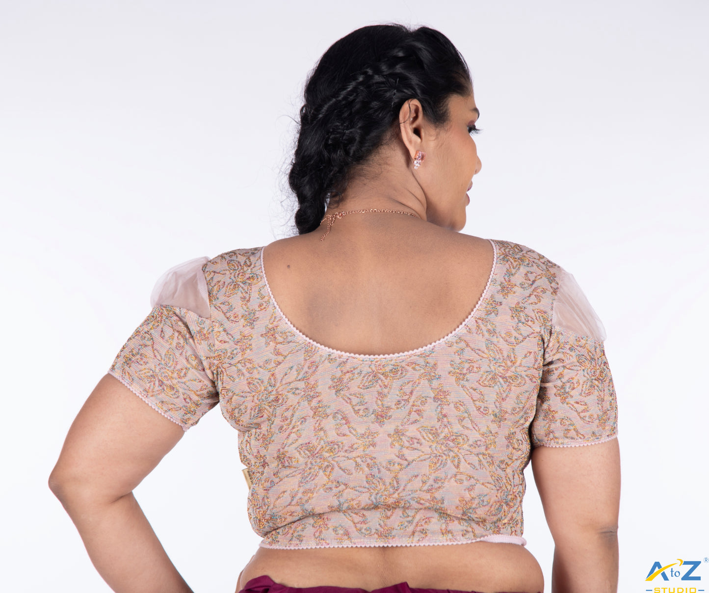 Cream  Metallic Lycra Metallic Jacquard Blouse