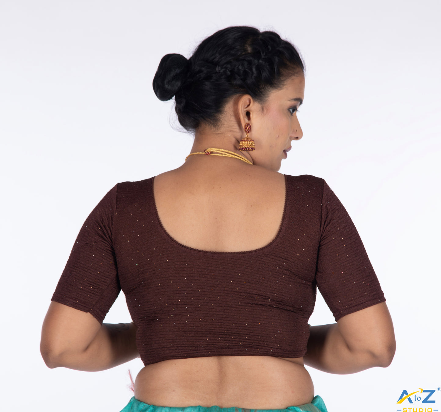 Coffee Crush Fabric Tissue Stone Work Blouse