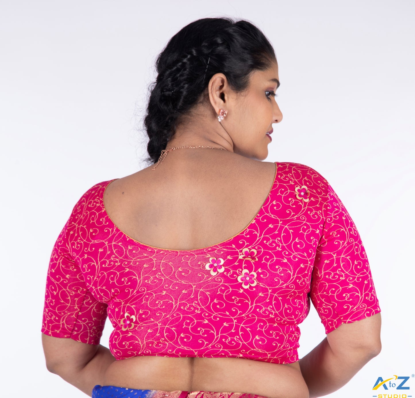 Rani  Nylon Lycra Blouse with Applique Flowers