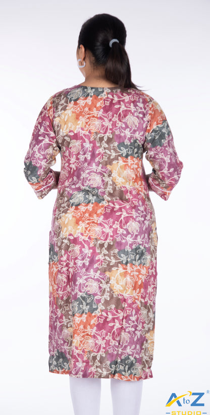 Sophisticated Magenta Kurti with White Floral Motifs