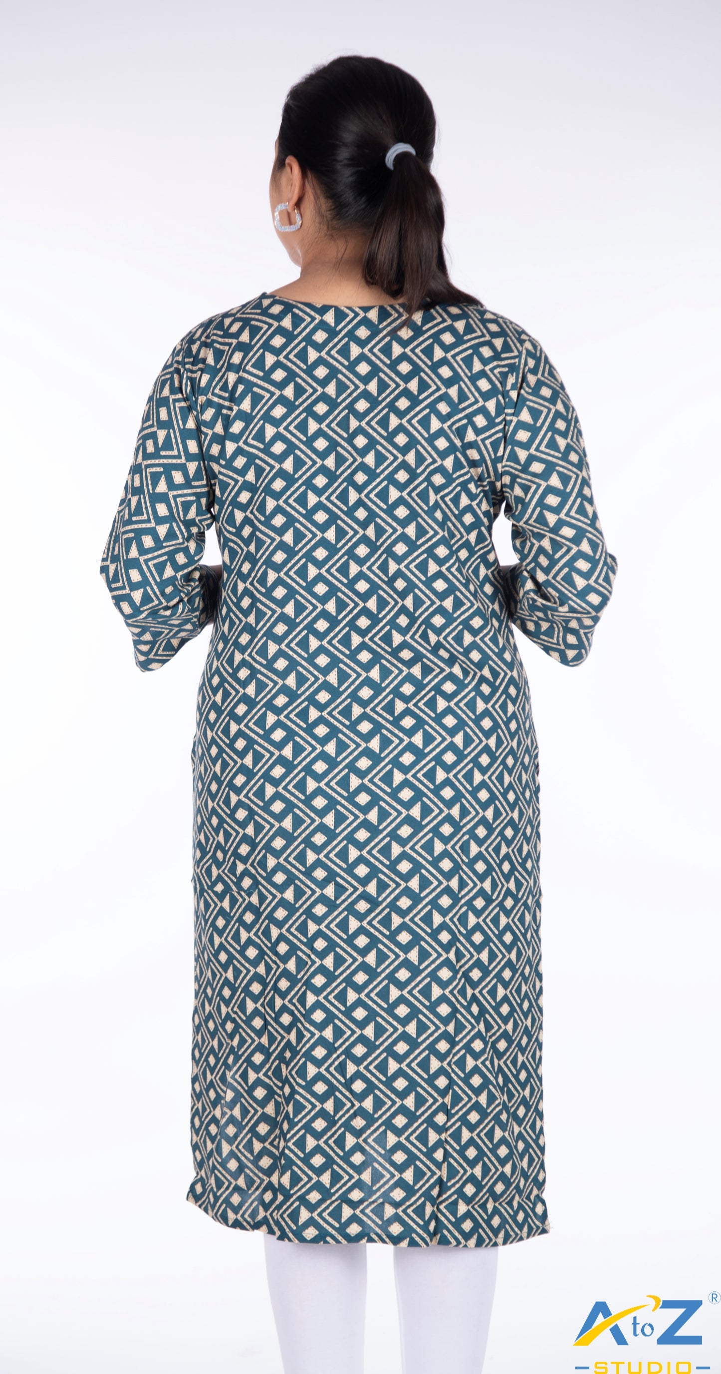 Dark Rama Kurti with Geometric Elegance