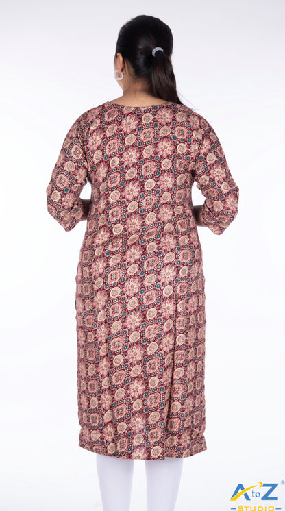 Elegant Maroon Kalamkari Design Kurti